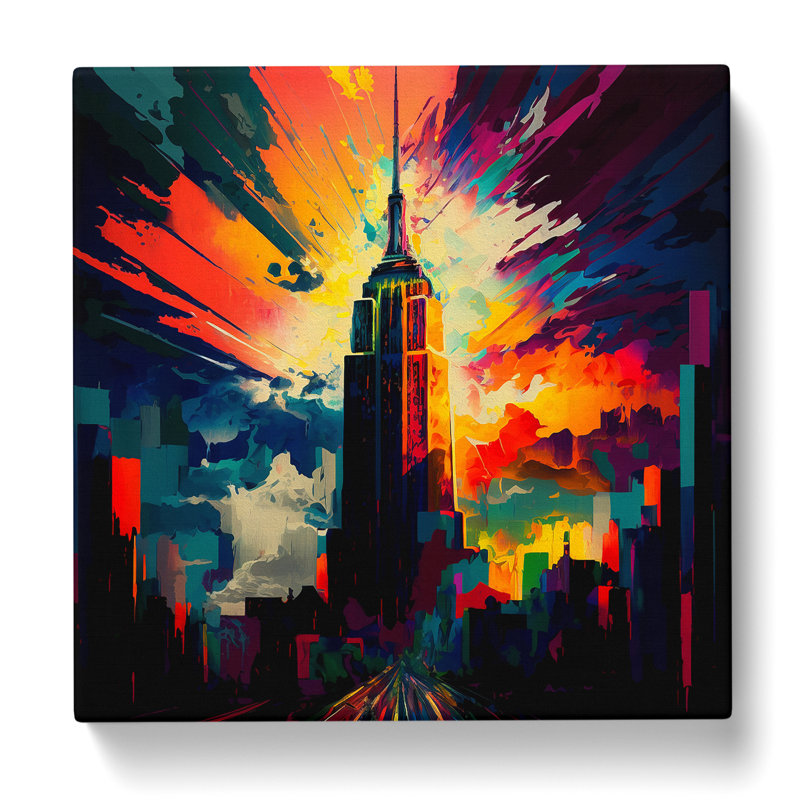 Empire State Building Expressionism - Wrapped Canvas, 50cm H x 50cm W x 3cm D