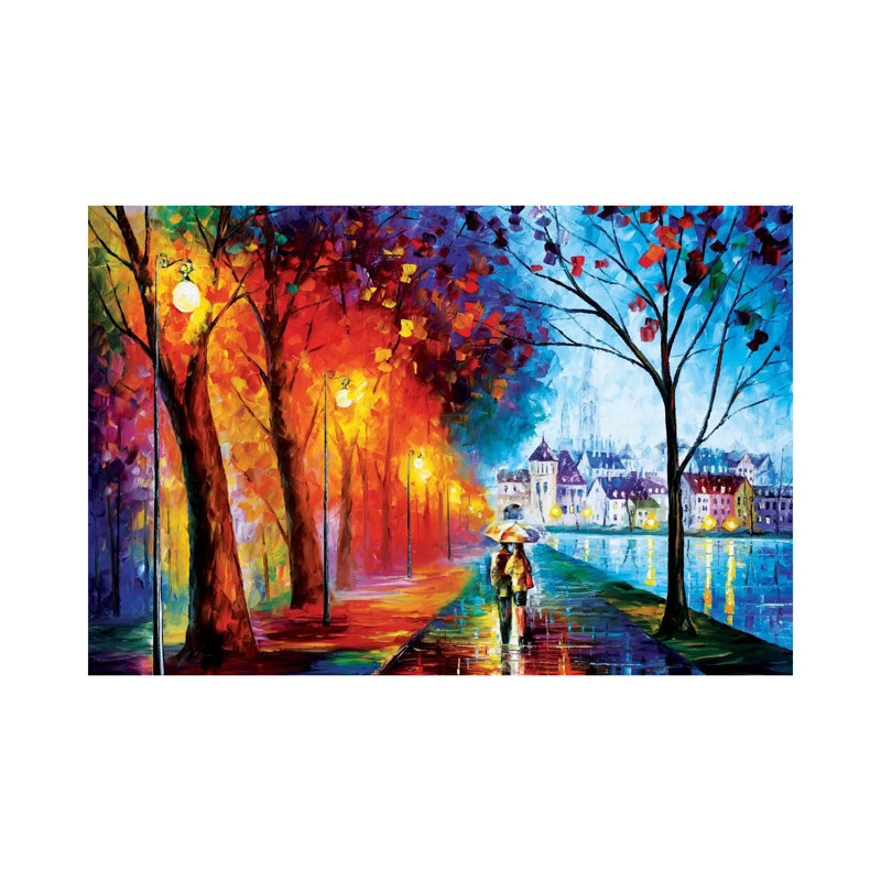 City by the Lake 1 Piece Painting on Canvas, 20.32 cm H x 30.48 cm W, Wrapped Canvas