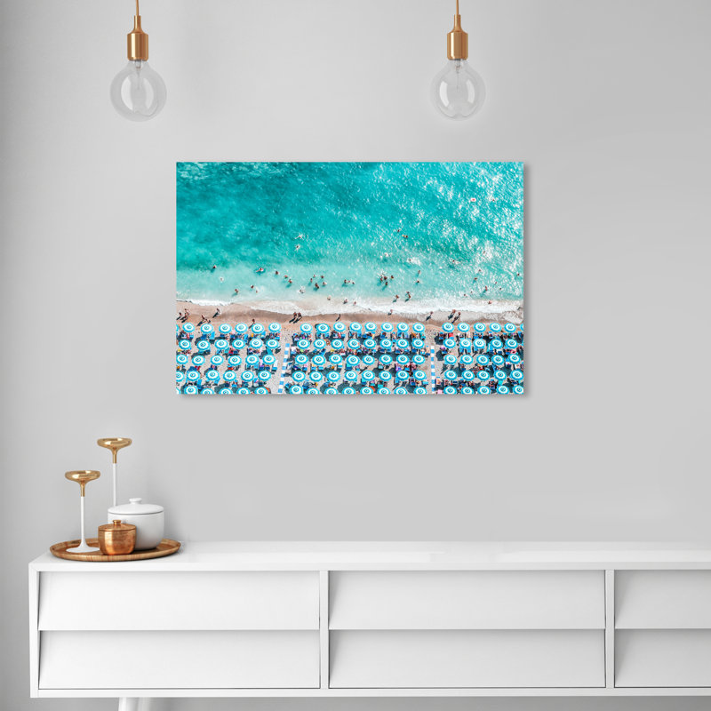 Paradise Beach Umbrellas - impression, Toile tendue, H 24 po x l 36 po, Pas de tapis