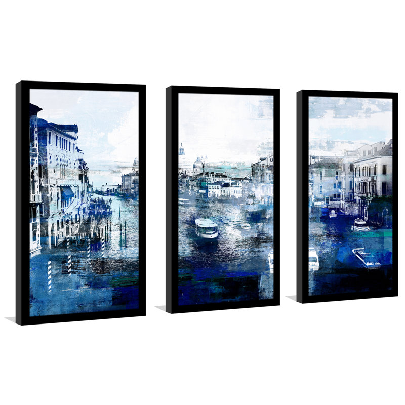 «Venice, Italy I», reproduction d'art graphique multi-pièces encadrée, H 25,5 po x l 40,5 po x P 1 po