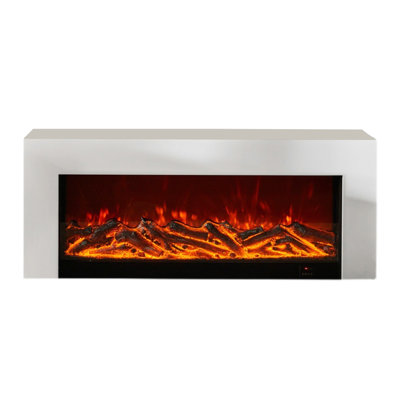 Modern and simple rock panel fireplace TV cabinet with electronic simulated flames