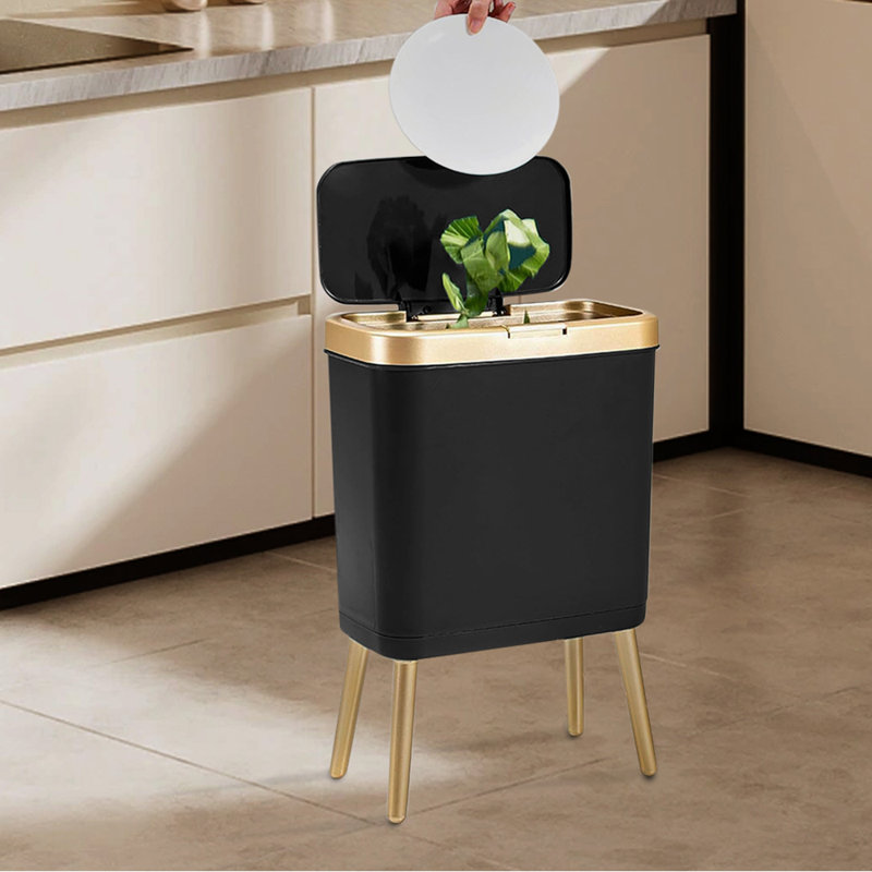 PP Manual Lift Waste Bin - 15L, Black
