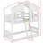 Twin-On-Twin House-Themed Bunk Bed Complete With Roof Window Door Safety Guardrails And Ladder-117529631