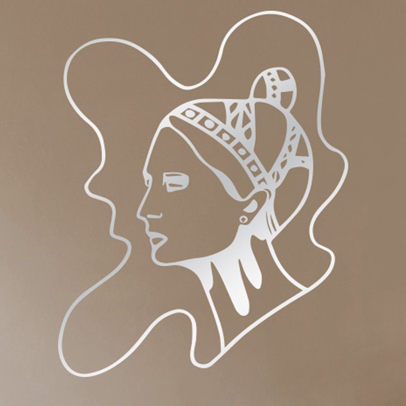 Art Nouveau Women Wall Sticker, Medium, Shiny Silver