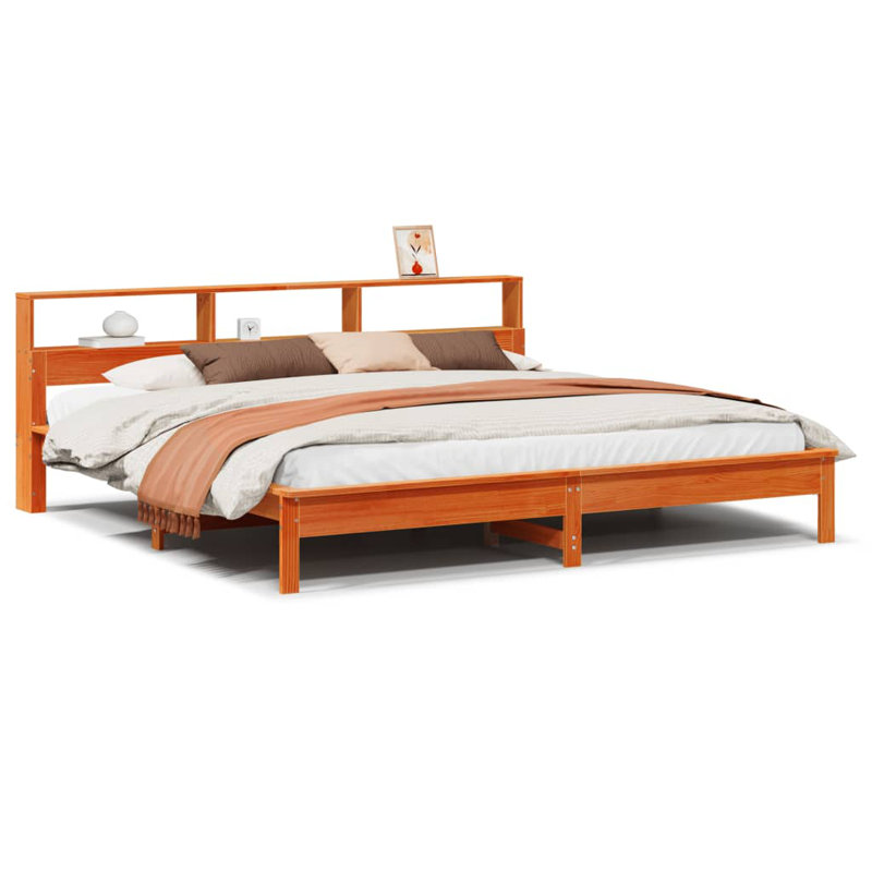 Shaylene Solid Wood Bed, Wax Brown, 80cm H x 220.5cm W x 192cm D
