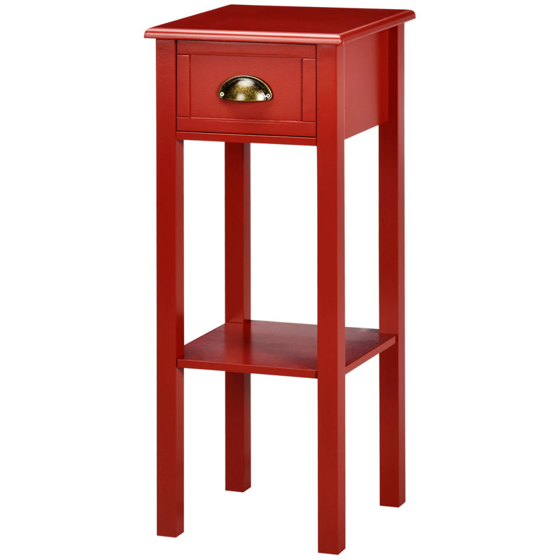 Side Table, Indoor Table, Nightstand With Drawer, Narrow End Table With Bottom Shelf