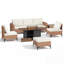 Ensemble de conversation modulaire d'extérieur en osier 8 pièces avec coussins et table de foyer 8 pièces-975242475-975242478