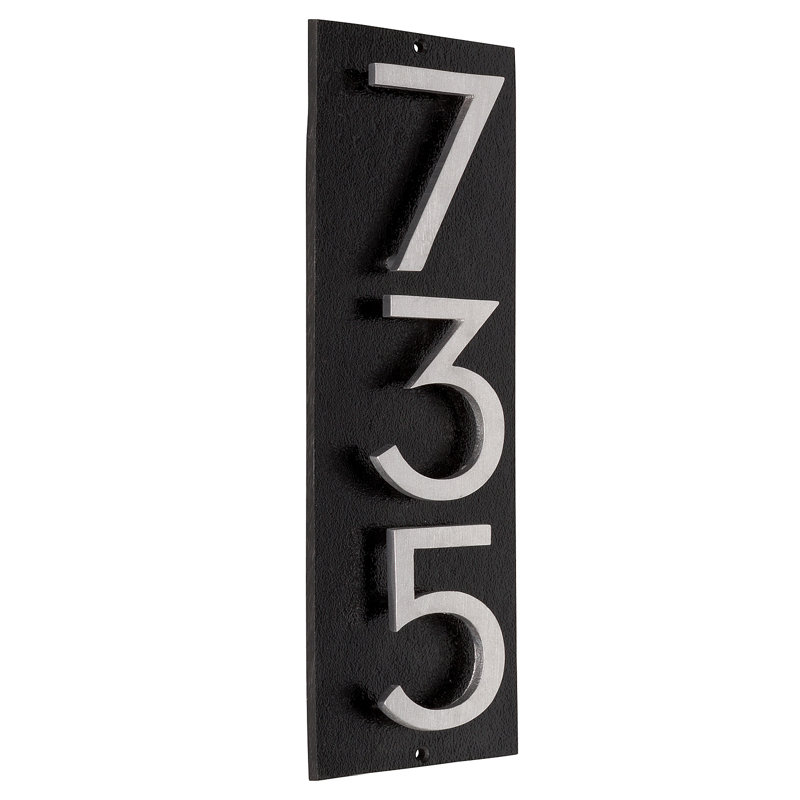 Floating 1-Line Wall Address Plaque, Hunter Green, Brushed Aluminum