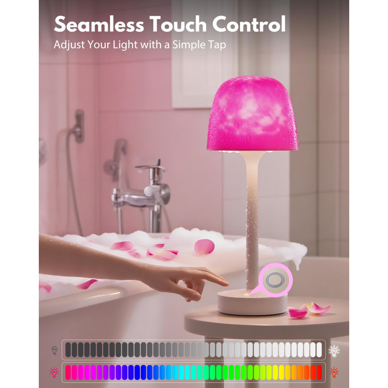 Lampe de douche - Lampe de salle de bain imperméable avec projecteur 16 couleurs Ocean Wave, lumière de douche rechargeable avec télécommande tactile, lumière sans fil