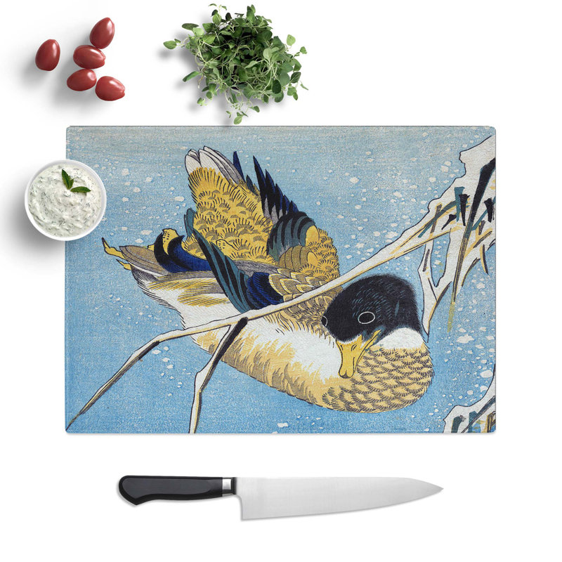 Glass Mallard Duck by Utagawa Hiroshige Chopping Board, 28.5 cm W x 20 cm L
