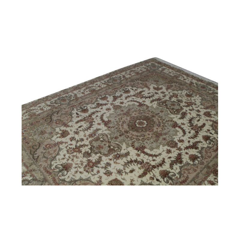 Tapis ivoire et ivoire noué à la main de haute qualité