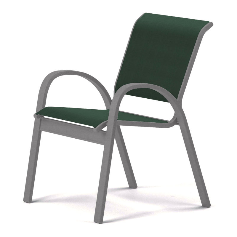 Aruba 1 Outdoor Dining Armchair, Textured Black, Forest Forest Green 22D Sunbrella®