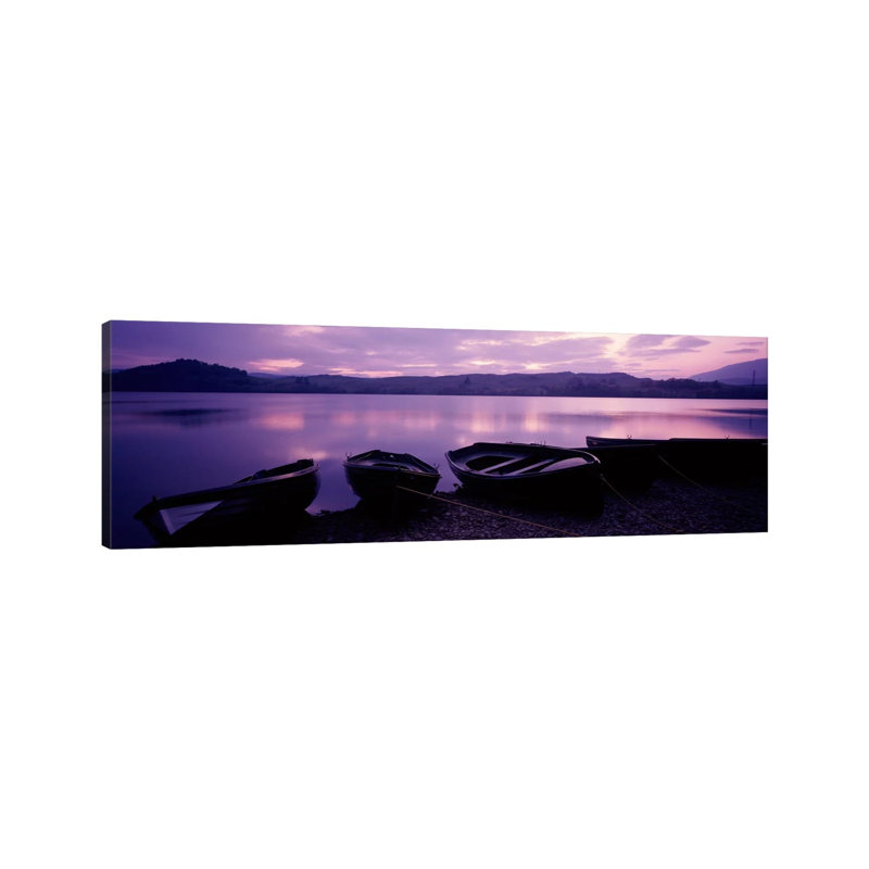 Sunset Fishing Boats Loch Awe Scotland - Wrapped Canvas Panoramic Print, 182.88 cm H x 60.96 cm W