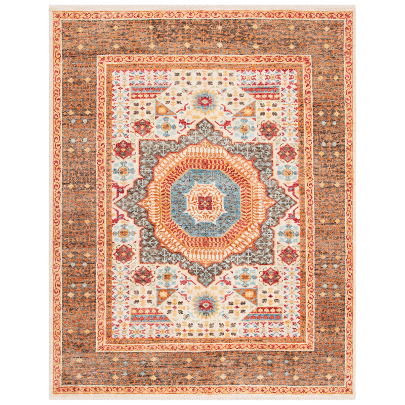 Tapis beige / gris anthracite en laine / coton noué à la main, Rectangle 8 pi x 10 pi