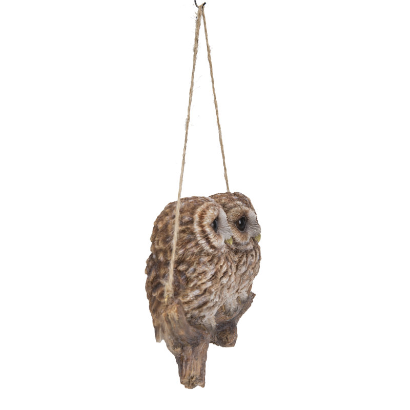 Hanging Baby Owlets on Brown Resin Branch Statue