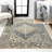 Pavel Distressed Medallion Low-Pile Machine-Washable Blue/Cream Rug-172294415