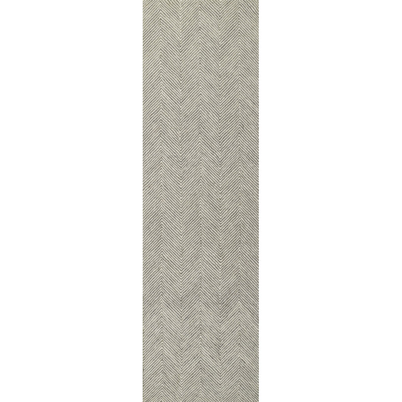 Chevron Handmade Tufted Wool Beige Area Rug, Runner 2'3" x 8'