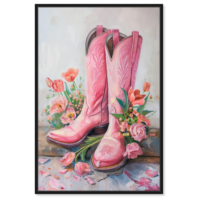 Art rosé sur toile Roseat Stiletto par Art Remedy, Cadre noir, H 16 po x l 11 po