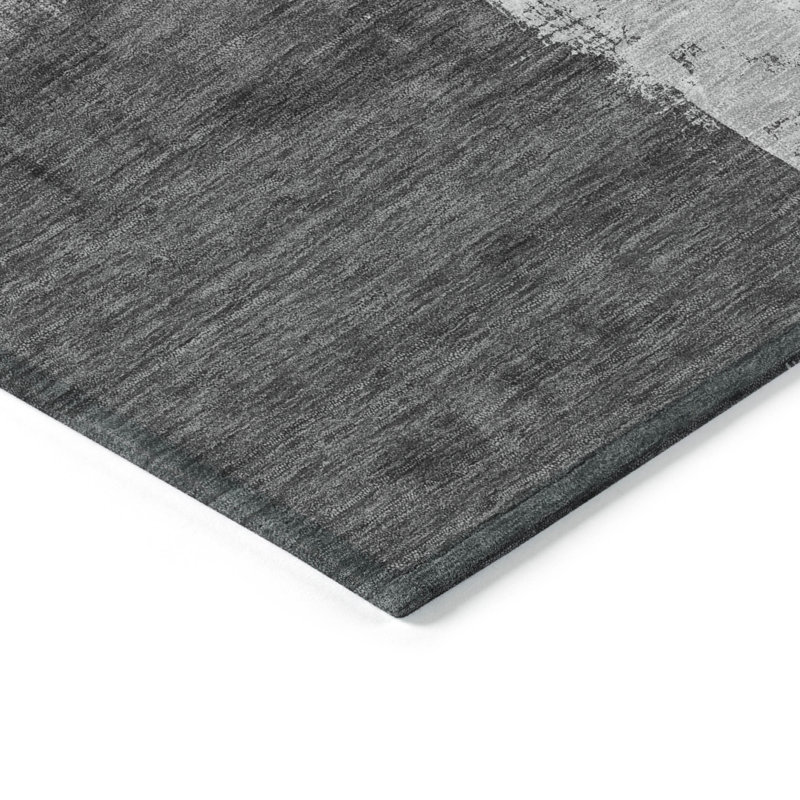 Tapis extérieur lavable abstrait gris et noir 8 pi x 10 pi