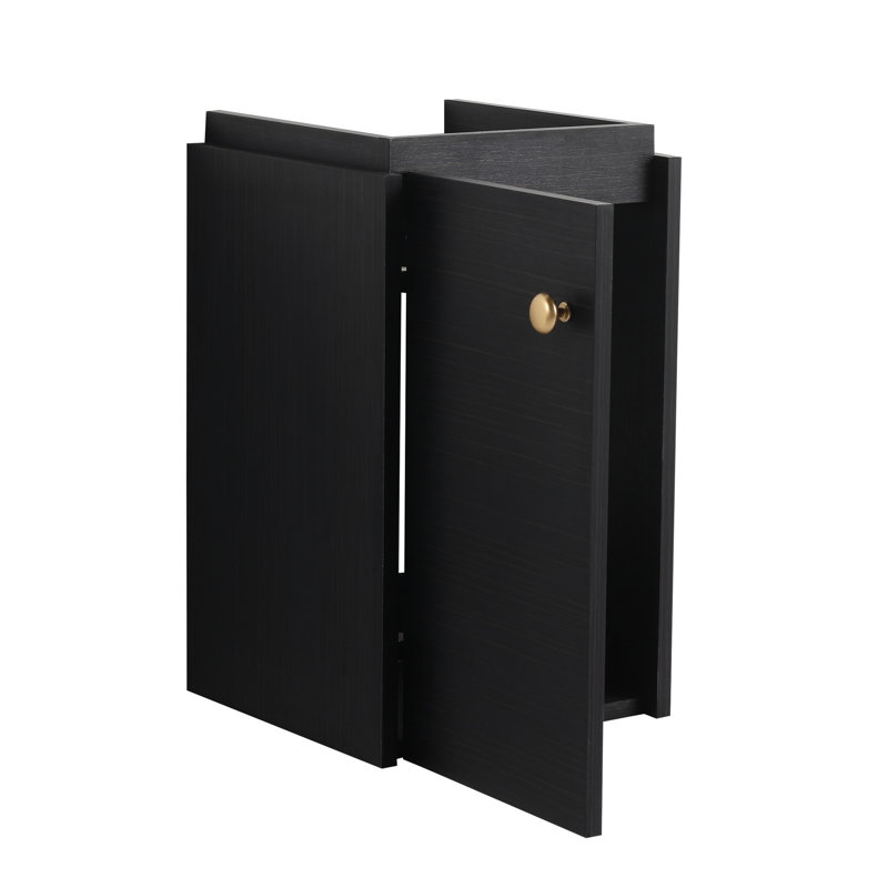 Petit meuble-lavabo pour salle de bain avec lavabo, lavabo mural compact en céramique, cuve en céramique cuite noire au lavabo hygiénique 12 po.