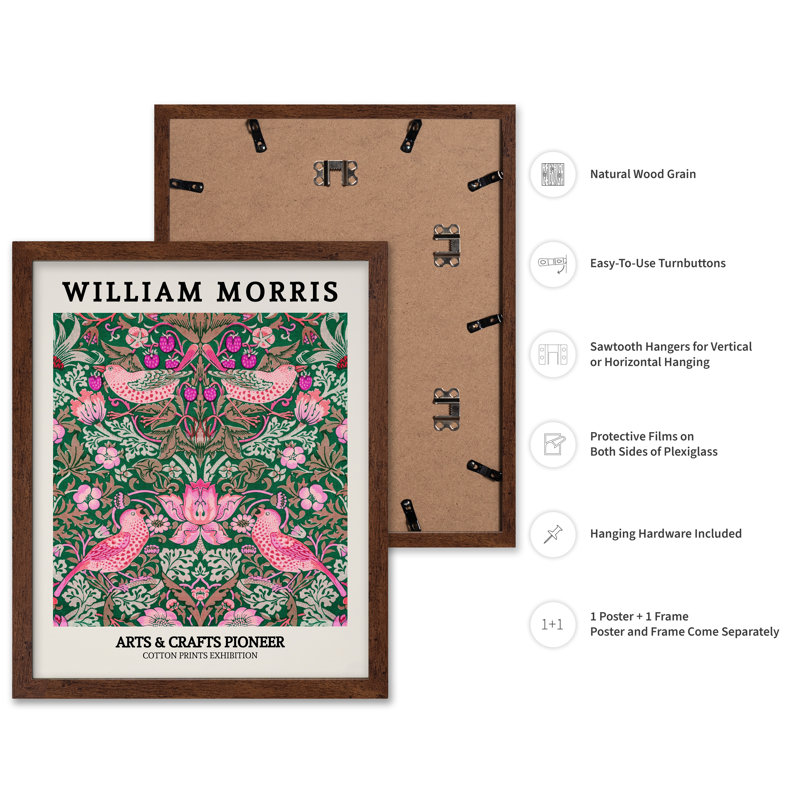 William Morris - Voleur de fraises n ° 2, Affiche, H 24 po x l 32 po, Encadrement brun