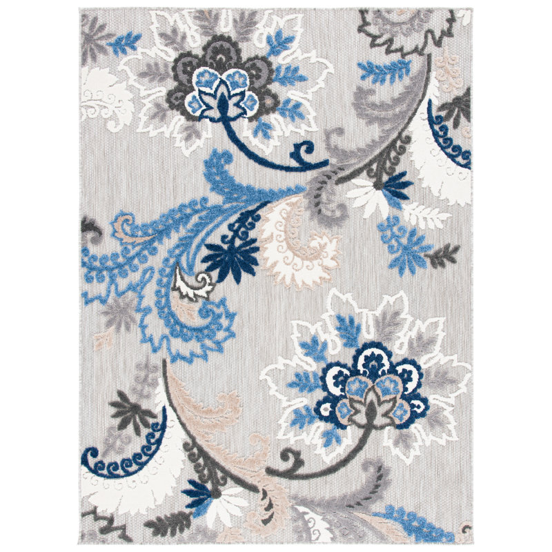 Tapis d'intérieur / extérieur à motif floral Benning Performance, Rectangle 9 pi x 12 pi