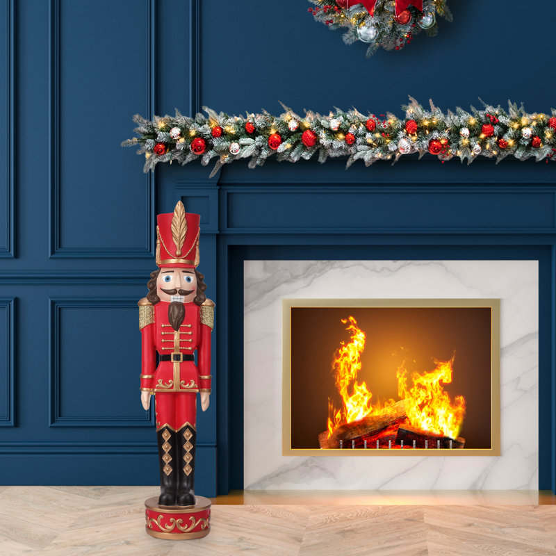 37" Christmas Nutcracker - Solid Resin Construction, Dark Red/Gold