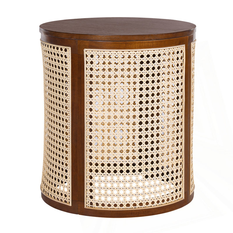 Table de bout ronde en rotin 15,70 po, Marron foncé