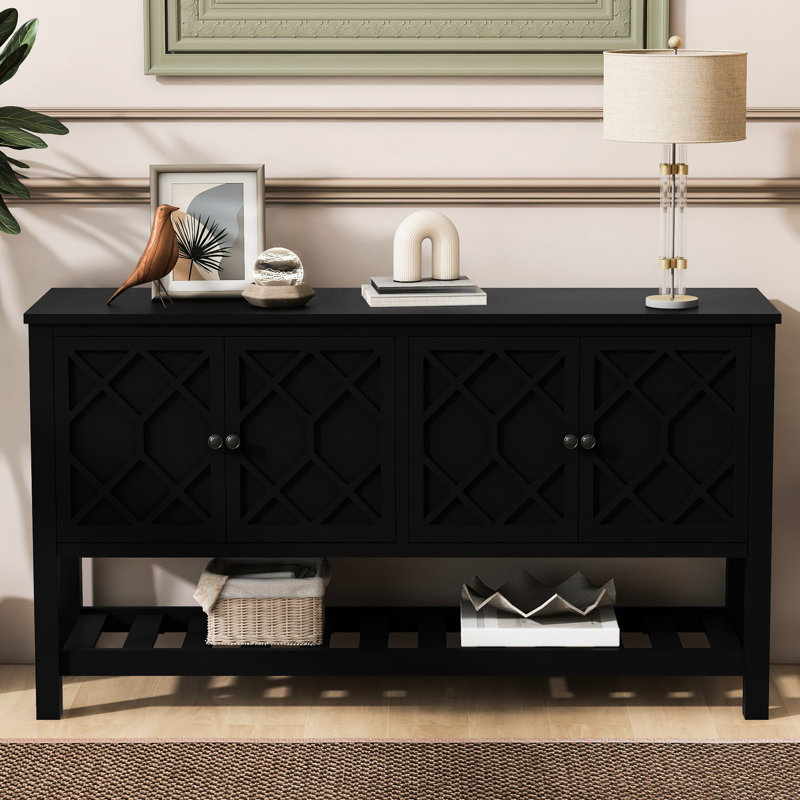 American Style Console Table With Geometric Door And Shelf Attractive Entryway Designs Bottom Storage