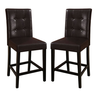 Contemporary Brown Counter Height Chairs, Back Dining Of 2 Modern Seating,