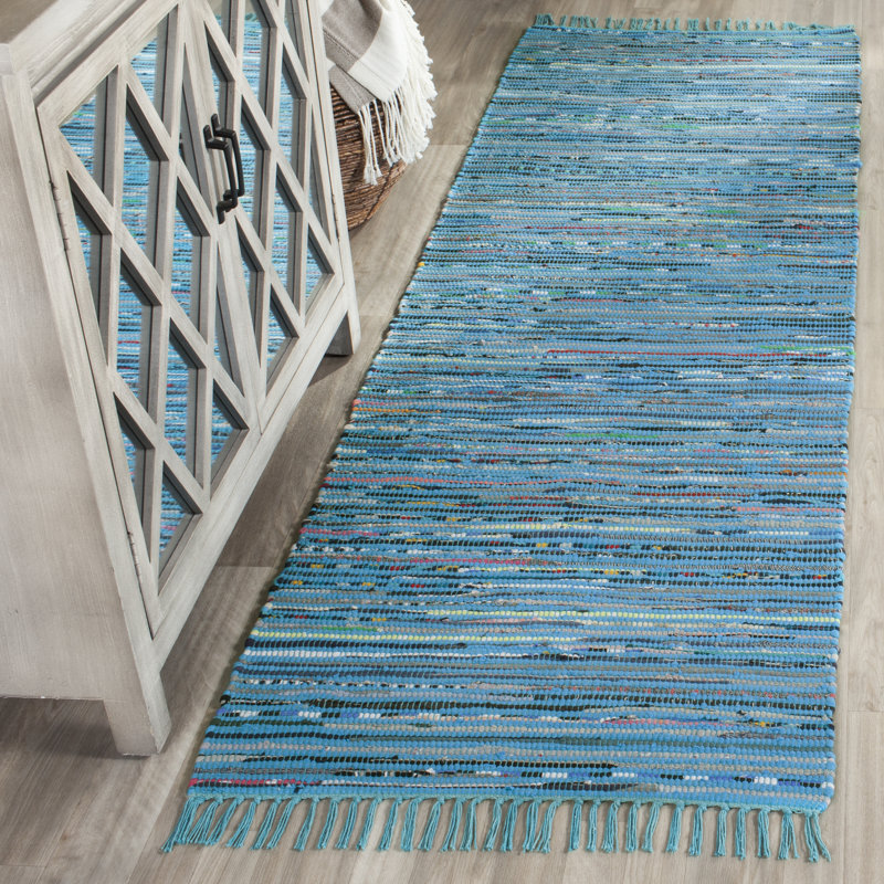Nerys Rug Hand Woven Cotton Striped Rug, Runner 2'3" x 8'
