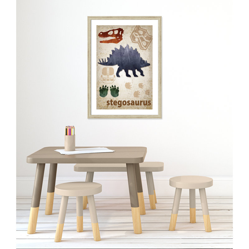 Décalcomanie murale Dinosaures-02 ', H 36,5 po x l 26,5 po x P 0,625 po, Cadre plat beige
