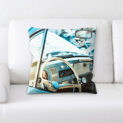 Steering Wheel Microsuede Reversible Throw Pillow