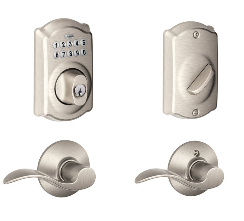 Keypad Combo Pack Electronic Door Lever, Satin Nickel, Yes