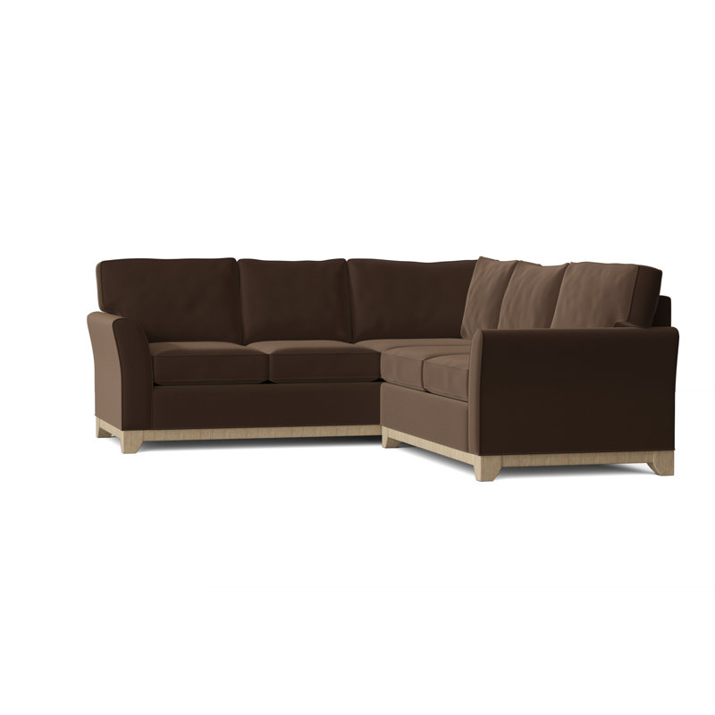 Canapé modulaire en coton de 108 po de largeur Bevins, Accoudoir à droite (vu de face), Chocolat, Naturel