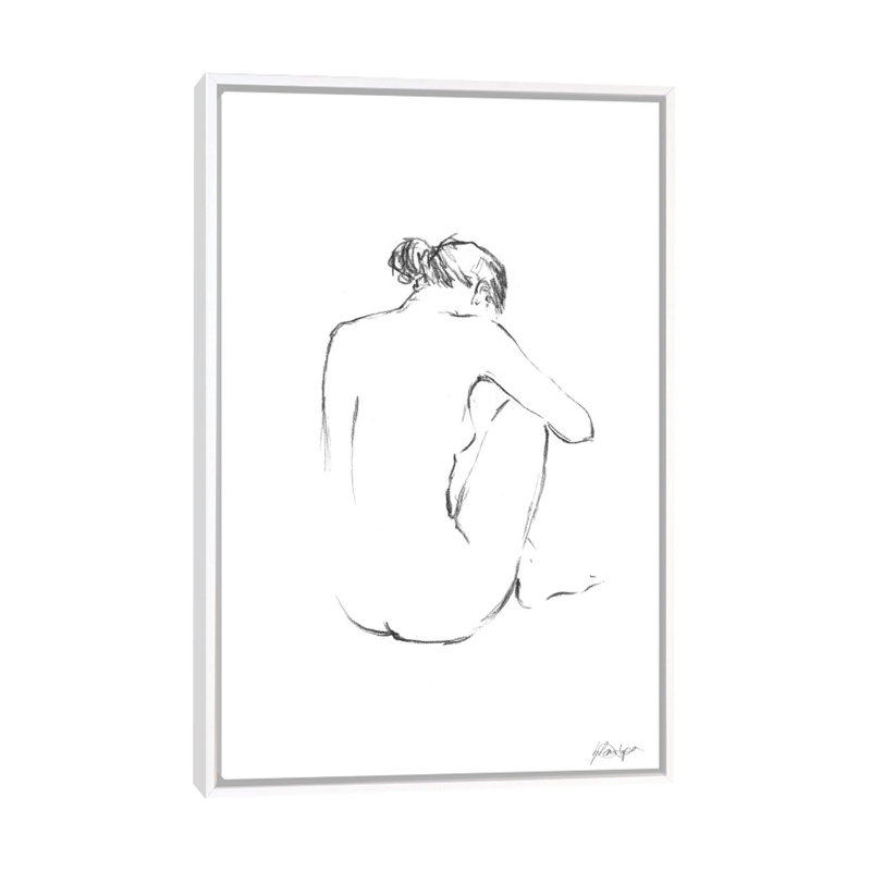 Figure contour III par Ethan Harper-impression de dessin, Pas de tapis, H 40 po x l 26 po x P 1,5 po, Toile blanche encadrée