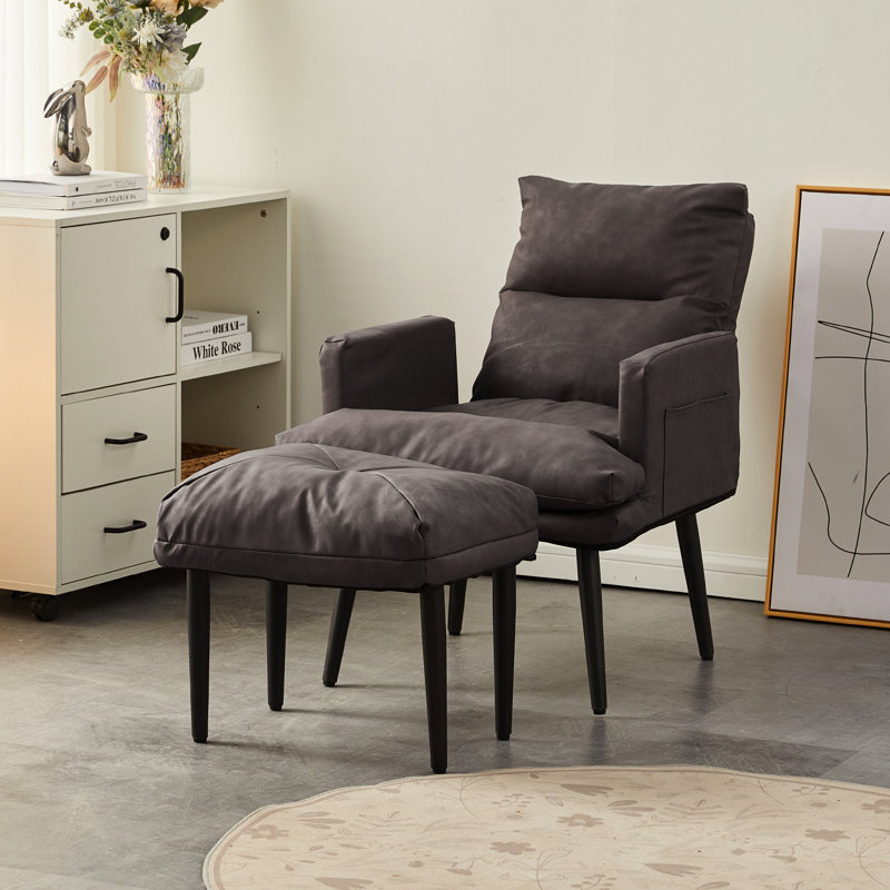 Acelia Faux Leather Accent Chair, Light Brown