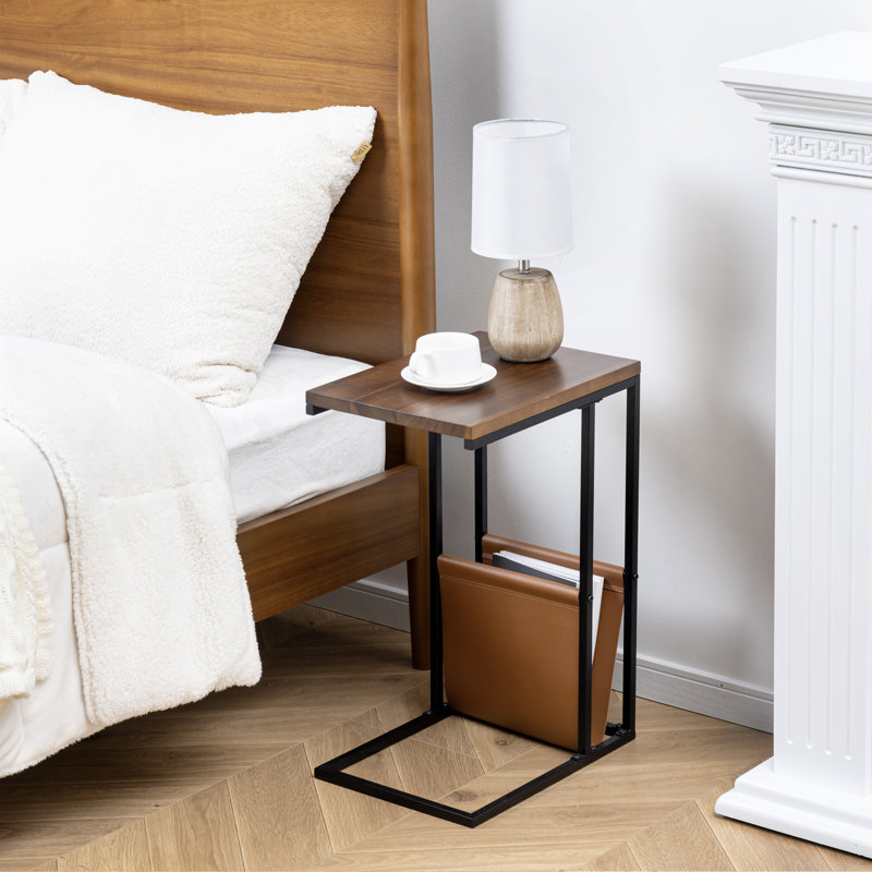 Acacia Wood with Magazine Holder Side Table