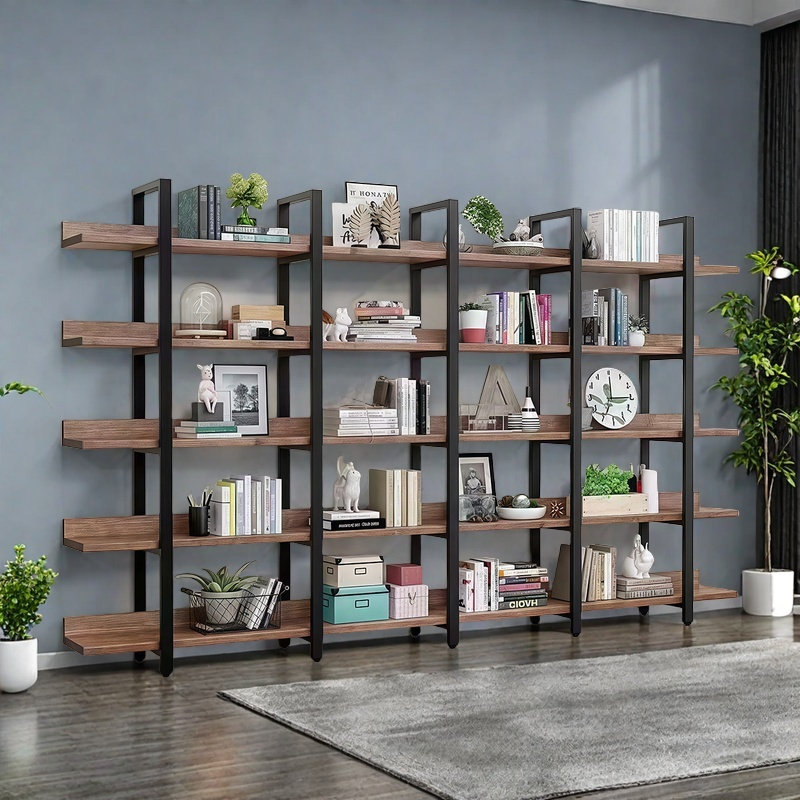 A versatile and fashionable bookcase, (5 Shelves) 71.6"H x 110.2"W x 11.8"D