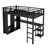 Metal Loft Bed Frame With Built-in Wardrobe,desk And Storage Shelves, For Kids Teens Adults-2099616379-2099616382