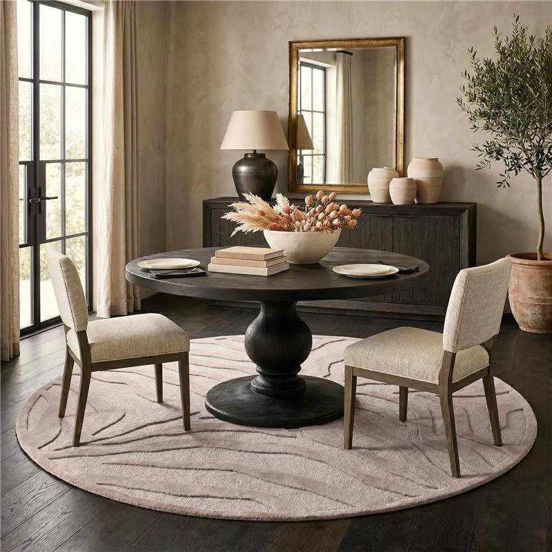 Tapis gris / argenté touffeté à la main Duley, Rond 5 pi