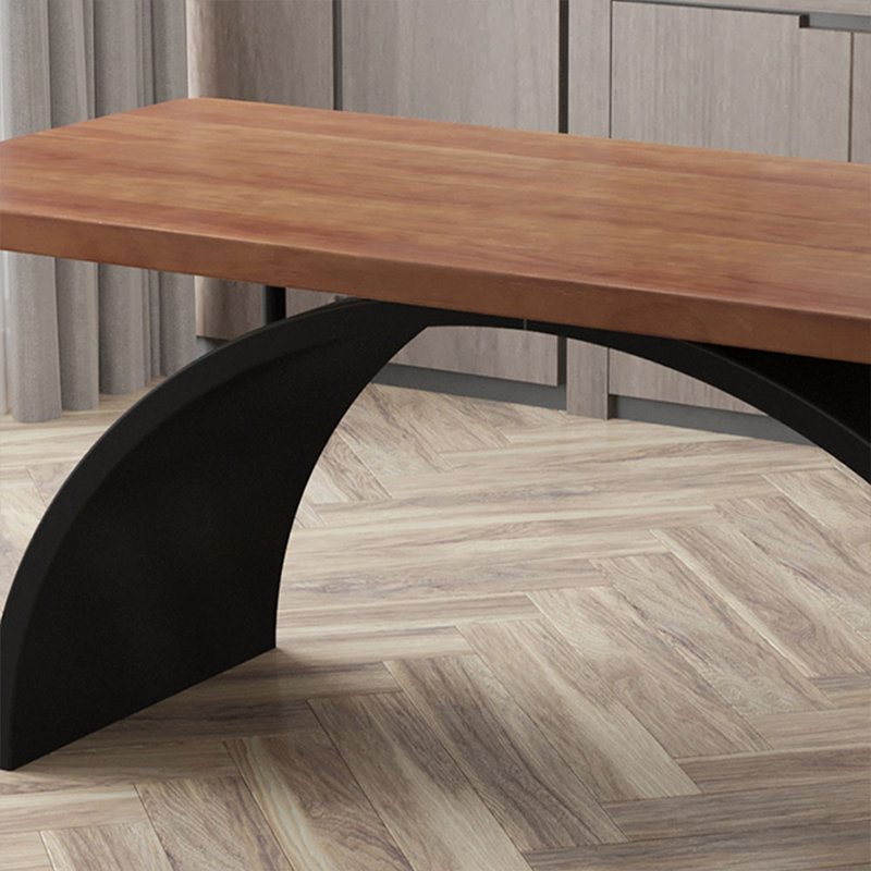 Bureau rectangulaire en fer massif noyer clair, 29.53" H x 94.49" W x 35.43" D