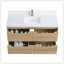 Ensemble de meuble-lavabo simple 48 po, meuble-lavabo mural avec plateau blanc, meuble-lavabo flottant avec tiroirs et tablette à fermeture en douceur, meuble-lavabo simple avec plateau