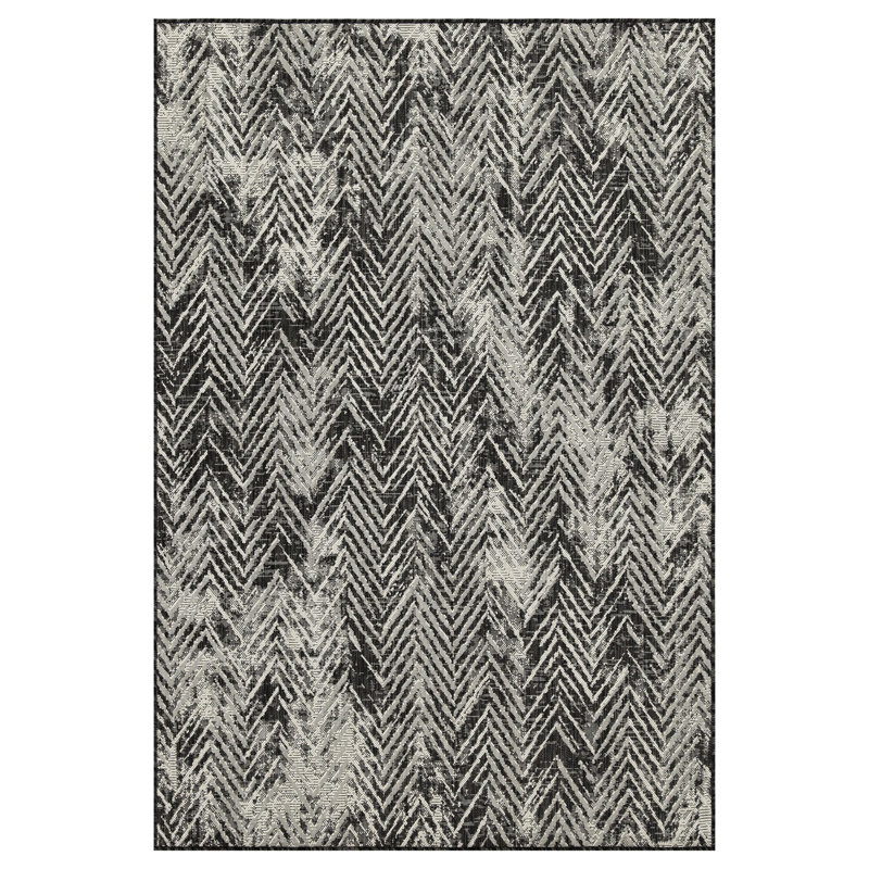 Sunshine Collection Anthracite Area Rug, 5'3" X 7'3", Indoor & Outdoor, Polypropylene, Stain , , And Pet Safe 7'3" Gchar2011, Stain-, For A Joyful Living