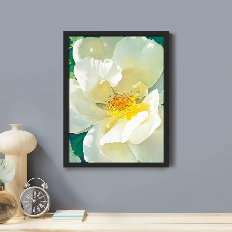 Art mural floral pastel blanc magnolia, impressions botaniques décoratives pour salon, encadré sur papier, Naturel