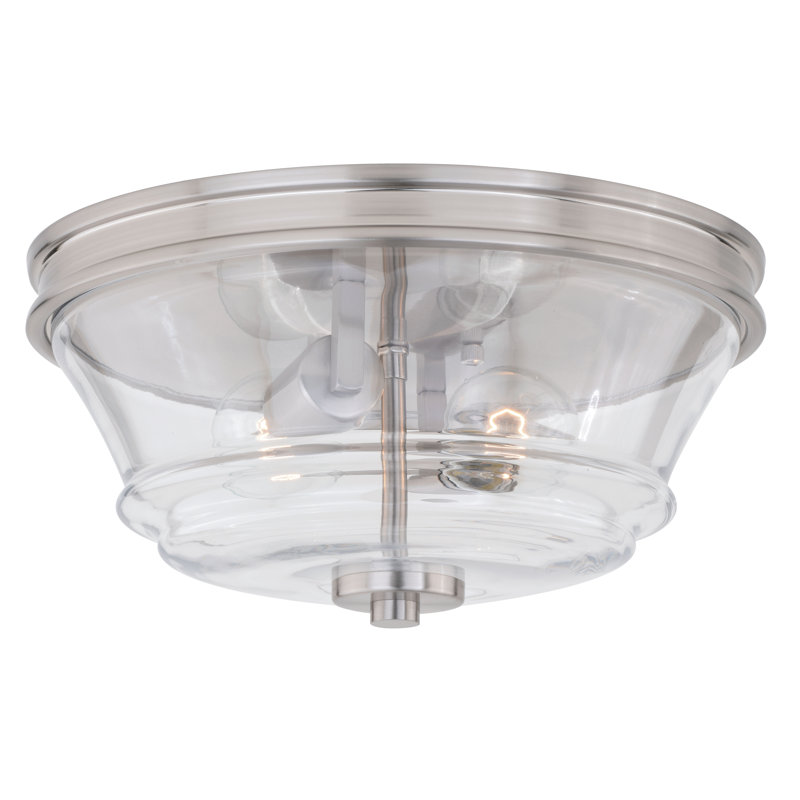 Plafonnier encastré 2 lumières 13 po Akini, Nickel satiné