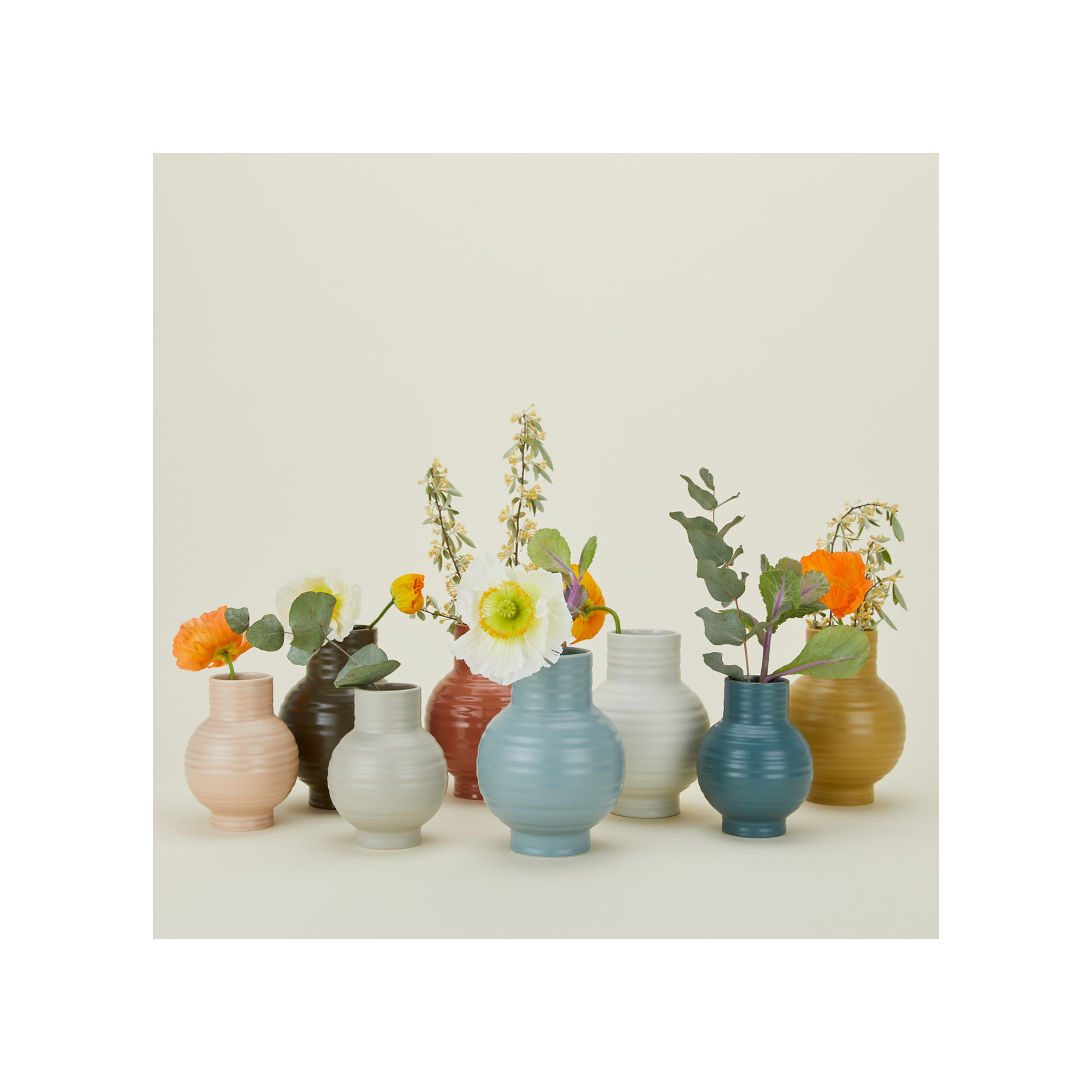 Essential Stoneware Table Vase, 7.5" H x 5.25" W x 5.25" D, Red