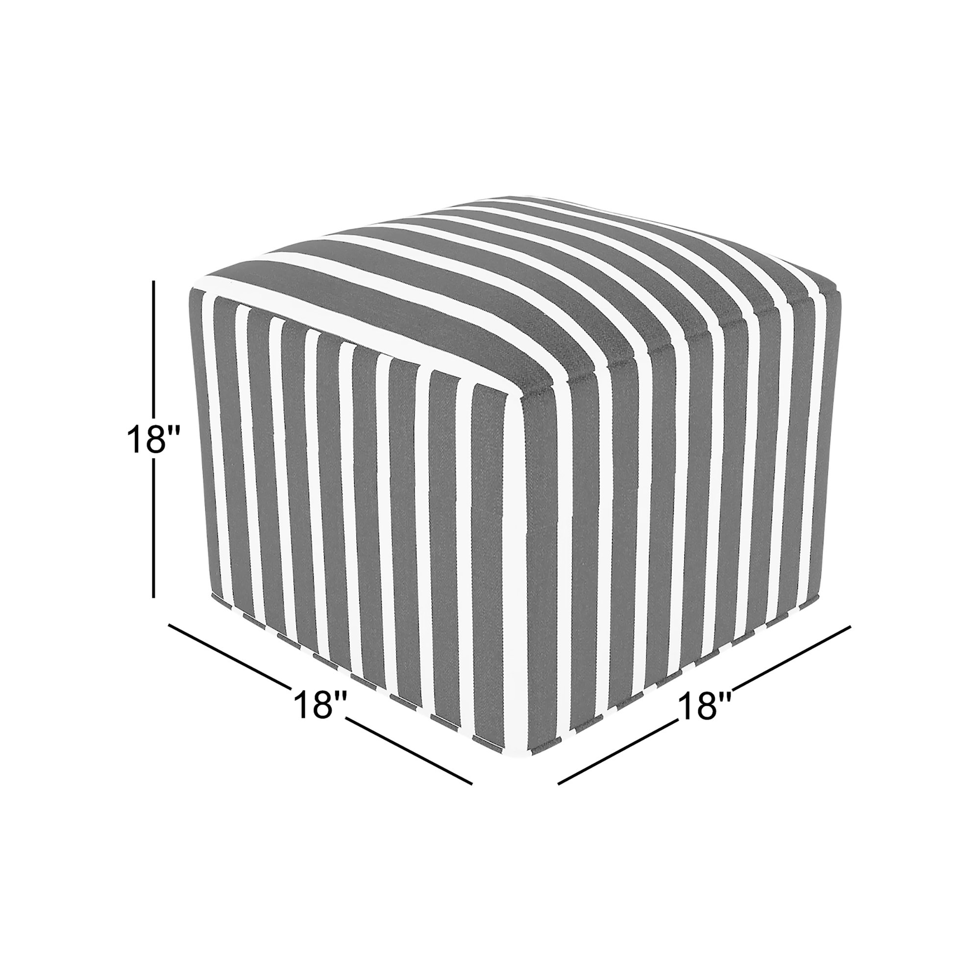 Eliana  Upholstered 18" Ottoman, Sunbrella Shore Classic, 18"H x 18"W x 18"D
