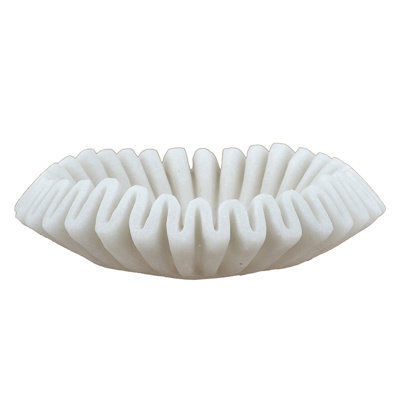 D13.5X3.5" Wavy Sand And Resin Bowl With Textured White Finish