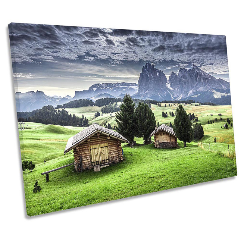 Z2848 Landscape Mountain Chalets - Wrapped Canvas Print, 30.5cm H x 45.7cm W x 2cm D